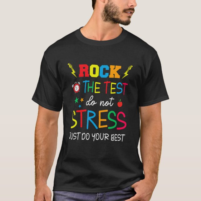 Camiseta Rock The Test Guitar Don't Stress Test Day Testin (Frente)