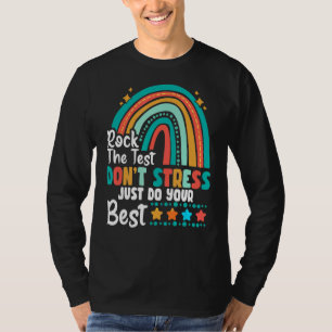 Camiseta Rock the Test Não Stress for Student & Teacher