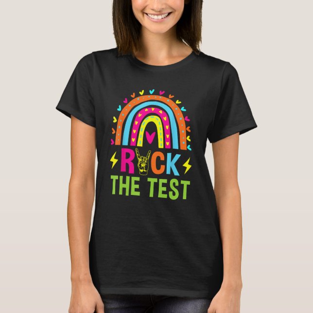 Camiseta Rock The Test Rainbow Testing Day Motivation Tea (Frente)