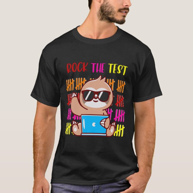 Camiseta Rock The Test Sloth Teacher Day Testing Day F (Frente)