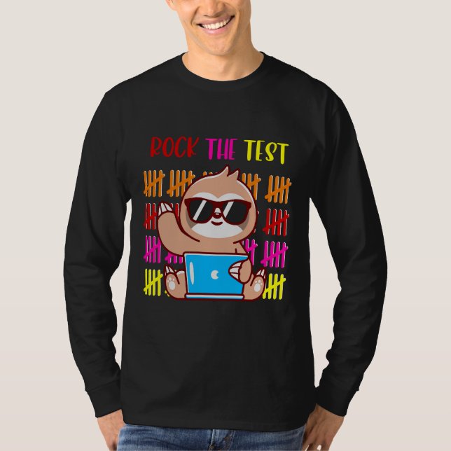 Camiseta Rock The Test Sloth Teacher Day Testing Day F (Frente)