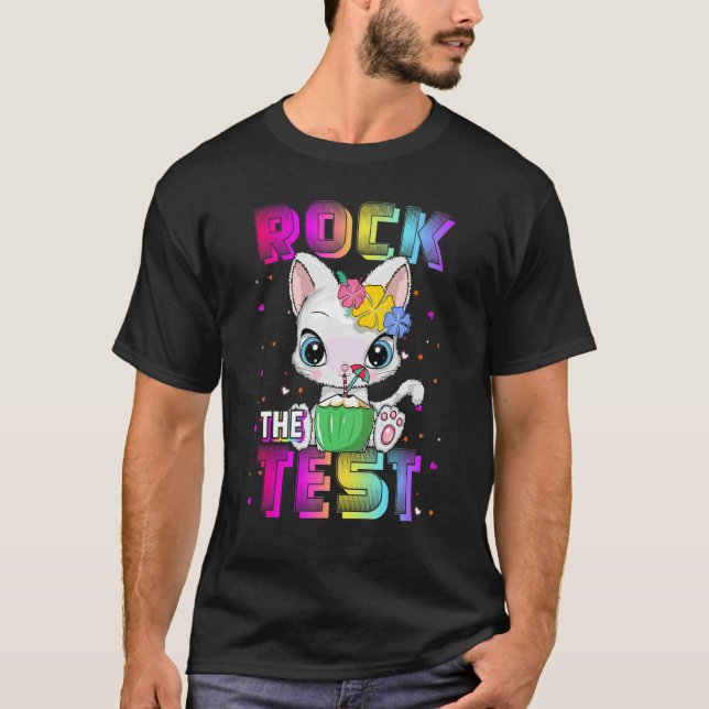 Camiseta Rock The Test Teacher Day Testing Day Rainbow (Frente)