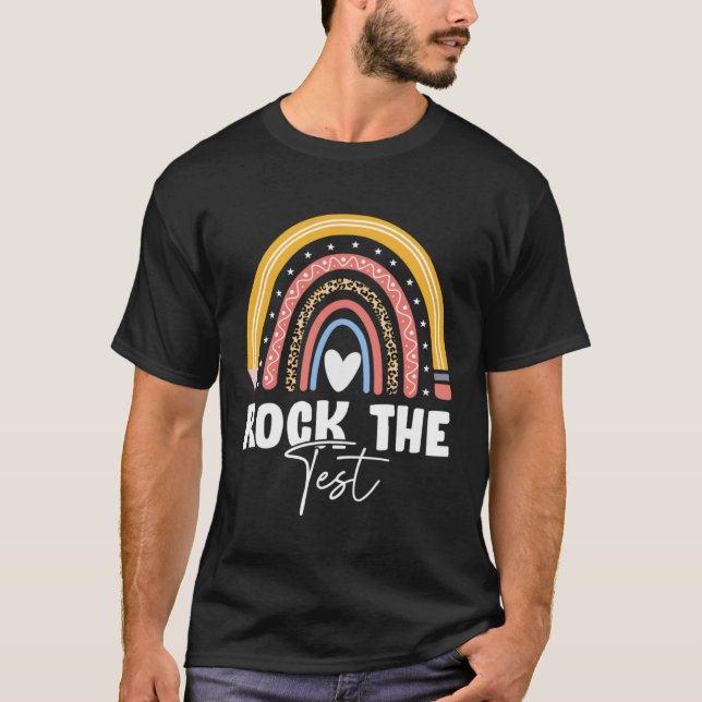 Camiseta Rock The Test Teacher Day Testing Day Rainbow (Frente)