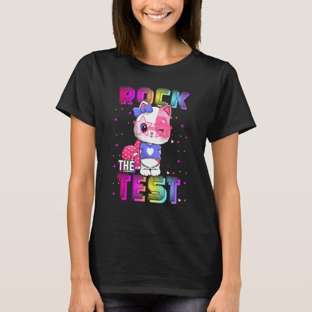 Camiseta Rock The Test Teacher Day Testing Day Rainbow (Frente)