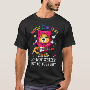 Camiseta Rock The Test Teacher Day Testing Legal Cat Da