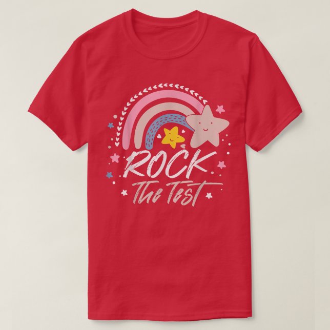 Camiseta Rock The Test Teacher Encorajando Funny Motivati (Frente do Design)
