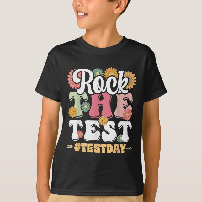 Camiseta Rock The Test Testing Day Groovy Motivational Teac (Frente)