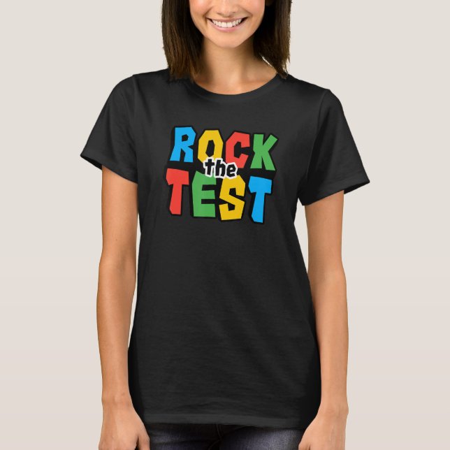 Camiseta Rock The Test Testing Day Retro Motivational Teach (Frente)