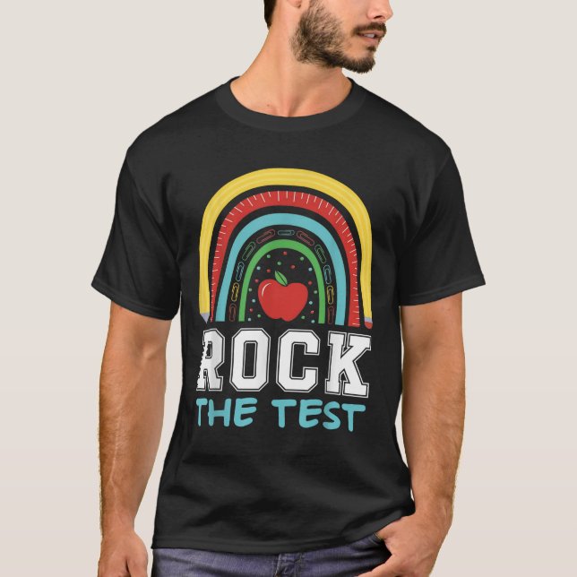 Camiseta Rock The Test Testing Day Retro Motivational Teach (Frente)
