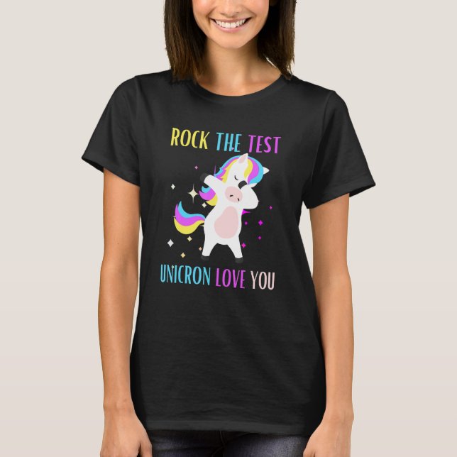 Camiseta Rock the Test Unicorn Love You Women's Teacher Tes (Frente)
