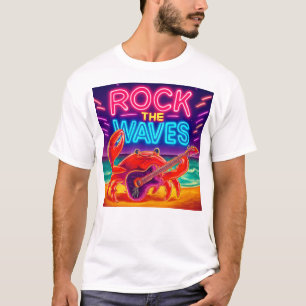 Camiseta Rock the Waves - Caranguejo de Violão Neon