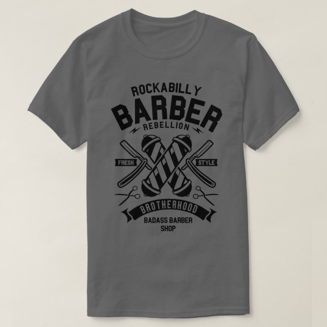 Camiseta Rockabilly Barber Black Versão (Frente do Design)