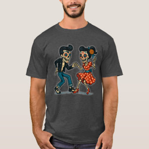 Camiseta Rockabilly Día de los Muertos Skeleton Dance