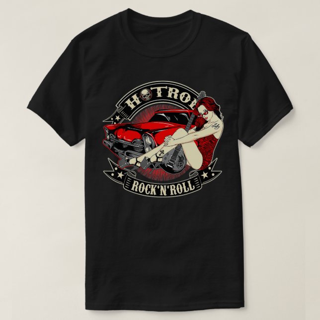 Camiseta Rockabilly Tees For Women Men Hotrod Rock N Roll P (Frente do Design)