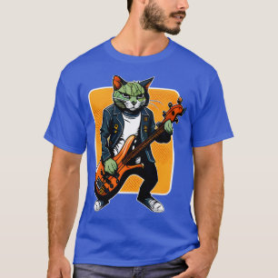 Camiseta Rockat Rock Cat Tocando Violão Vintage Cats de Amo