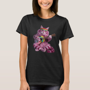 Camiseta Rocker de Gato Roxo Fofo