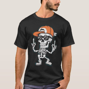 Camiseta Rocker Skeleton Boné Legal Halloween