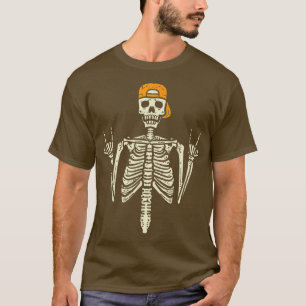 Camiseta Rocker Skeleton Boné Legal Homens do Punk do Dia d