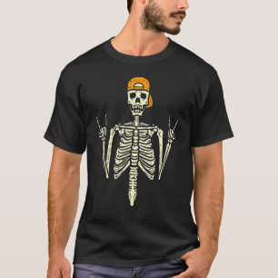 Camiseta Rocker Skeleton Boné Legal Homens do Punk do Dia d