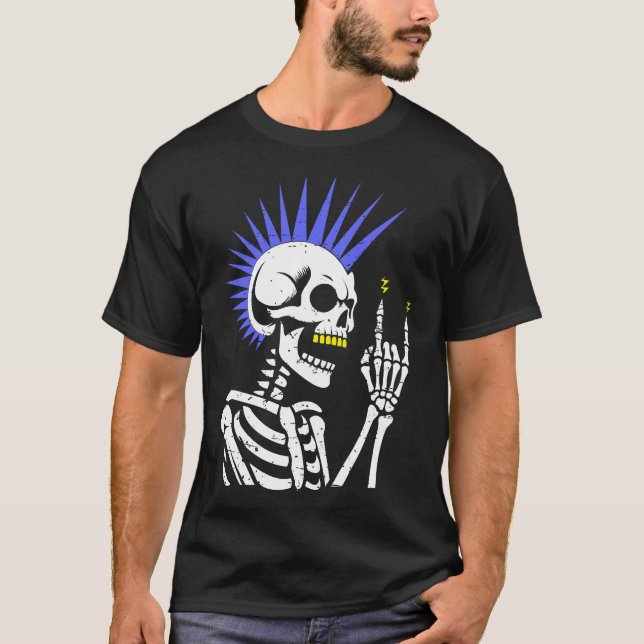 Camiseta Rocker Skeleton Boné Skater Legal Halloween Punk (Frente)