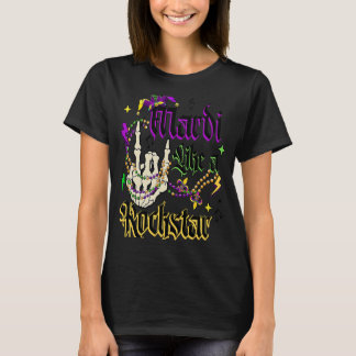 Camiseta Rocker Skeleton Mão Mardi Gras Mardi Como Um Roche
