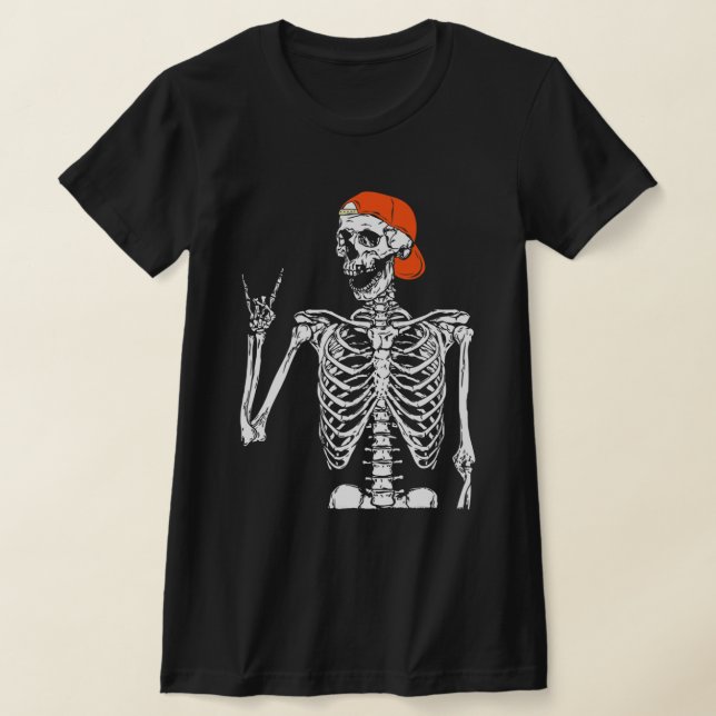 Camiseta Rocker Skeleton Rock Em Figuras No Halloween (Postura )