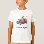 Camiseta Rocket Hippo Birthday<br><div class="desc">O hipopótamo tem seu próprio foguete e está em sua primeira viagem com o foguete.</div>