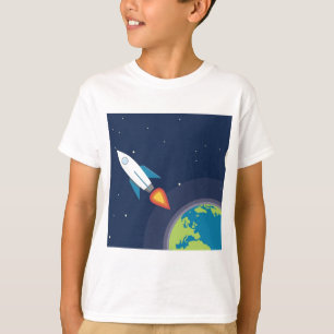 Camiseta Rocket no design gráfico da terra da lua do espa
