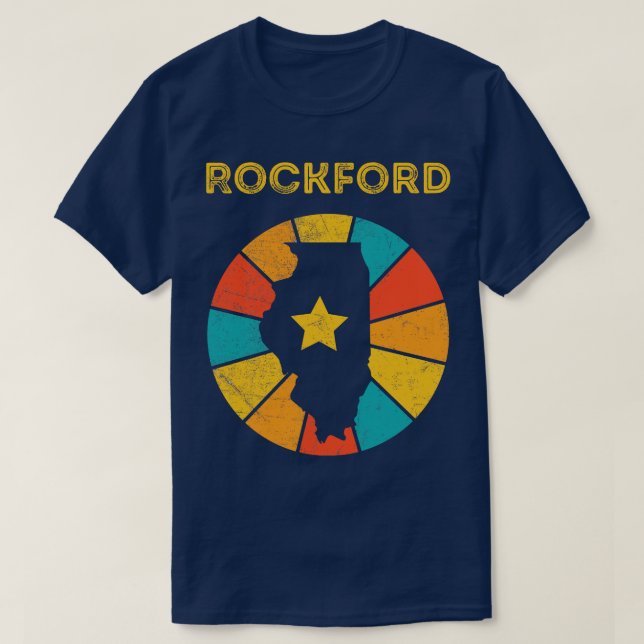 Camiseta Rockford Illinois Vintage angustiou Souvenir 1 (Frente do Design)