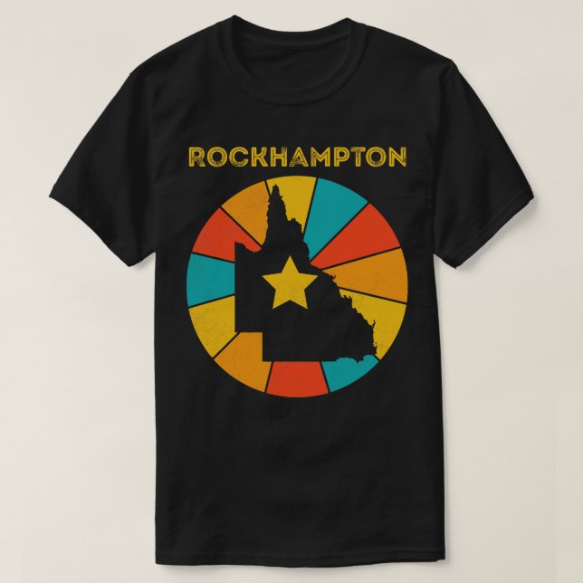 Camiseta Rockhampton Queensland Vintage angustiou Souvenir (Frente do Design)