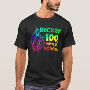 Camiseta Rockin 100 Dias De Música Feliz 100º Dia Da Escola