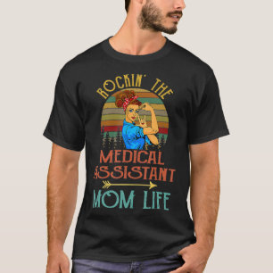 Camiseta Rockin, Assistente Médico, Mãe Vintage Cute