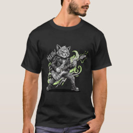 Camiseta Rockin black cat tshirt_cute cat band shirt gift