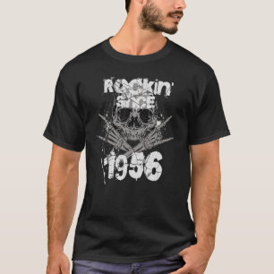 Camiseta Rockin Desde 1956 Grunge Skull Rock Hands Aniversá