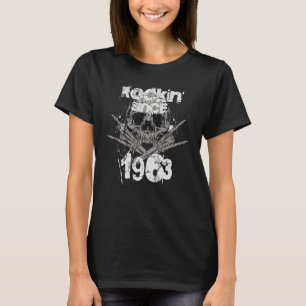 Camiseta Rockin Desde 1963 Grunge Skull Rock Hands Aniversá