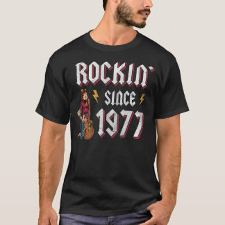 Camiseta Rockin desde 1977 Rock Music 45º aniversário