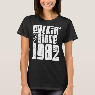 Camiseta Rockin Desde 1982 Aniversário Clássico Vintage 198