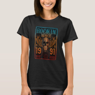 Camiseta Rockin' Desde 1991 Skull Rock - 32 anos de idade 3
