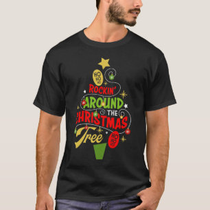 Camiseta Rockin em torno do Natal do Tshirt da árvore de