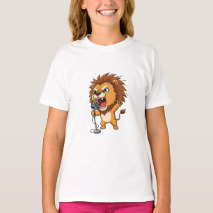 Camiseta Rockin Lion Microfone Crianças
