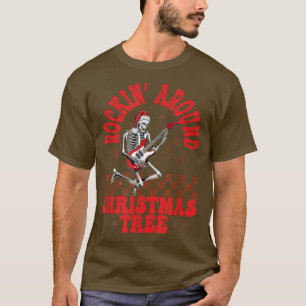 Camiseta Rockin Na Árvore De Natal, Papais noeis De Esquele