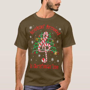 Camiseta Rockin Na Nota De Música Da Árvore De Natal