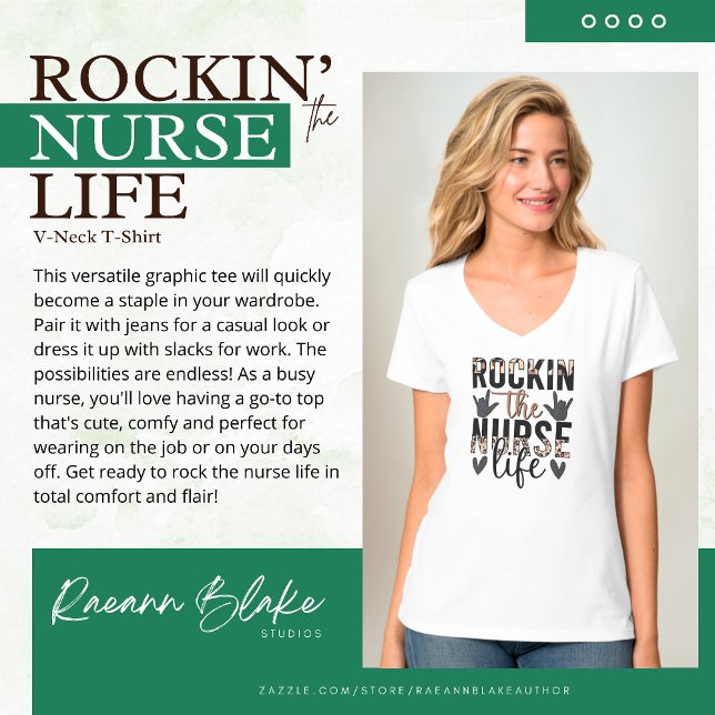Camiseta Rockin the Nurse Life T Shirt (Criador carregado)
