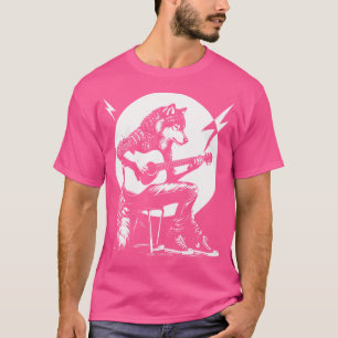Camiseta Rockin Wolf Tocando Violão Acústico