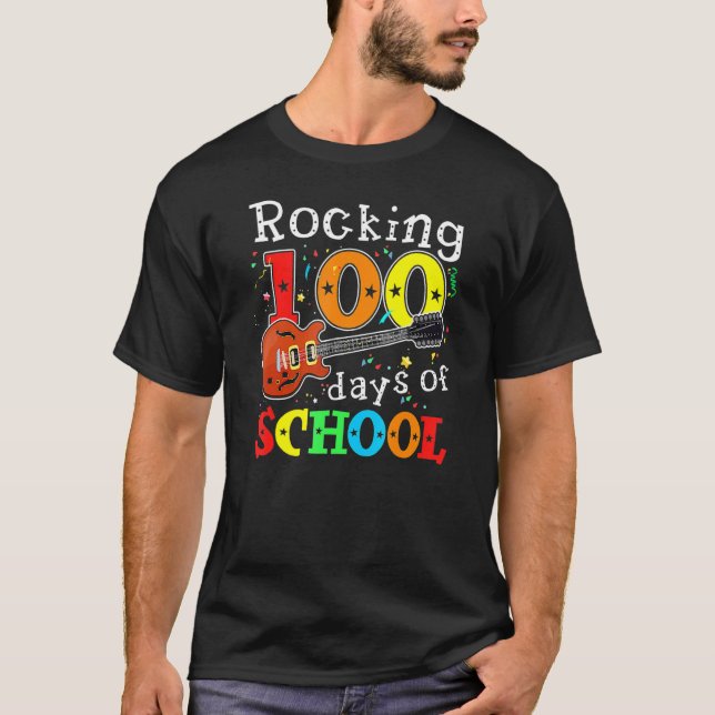 Camiseta Rocking 100 Days Of School Happy 100th Day Of Scho (Frente)