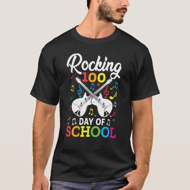 Camiseta Rocking 100 Days of School Music Item Guitar Graph (Frente)