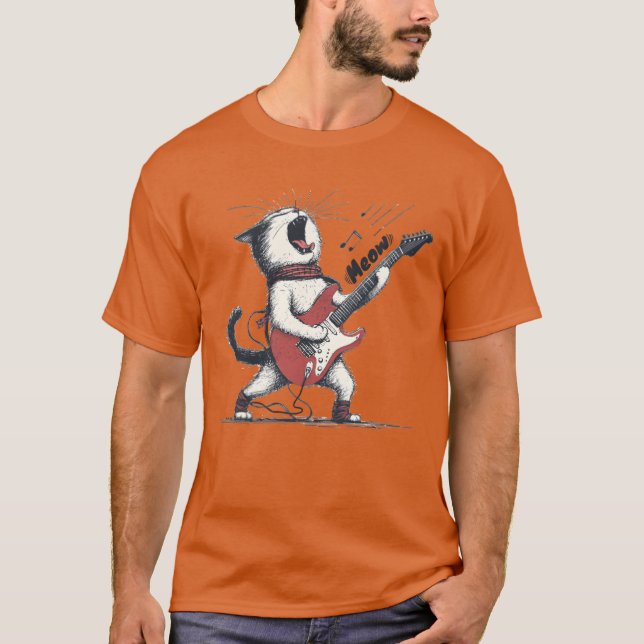 Camiseta Rocking Cat Guitar Illustration friend (Frente)