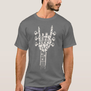 Camiseta Rocking Skeleton Guitar Head Stock Rock Roll Music