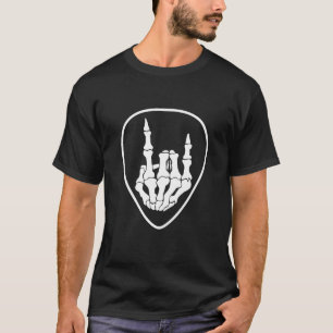 Camiseta Rocknroll Retro Guitar Plectrum Rock And Roll Skel