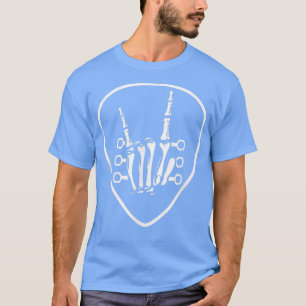 Camiseta Rocknroll Skeleton Hand Retro Guitar Plectrum Rock